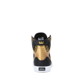 Supra Kids SKYTOP Black/Gold/Black/white High Top Shoes | CA-48630